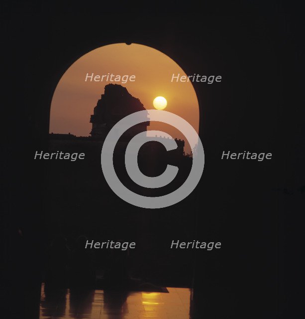 Chichen Itza, the Observatory with sunset.
