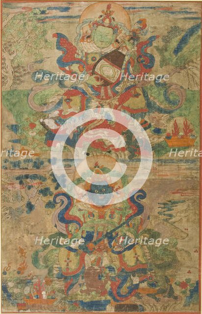 The Guardian Generals of the Directions (Lokapalas) Dhritarashtra..., early 17th century. Creator: Anon.