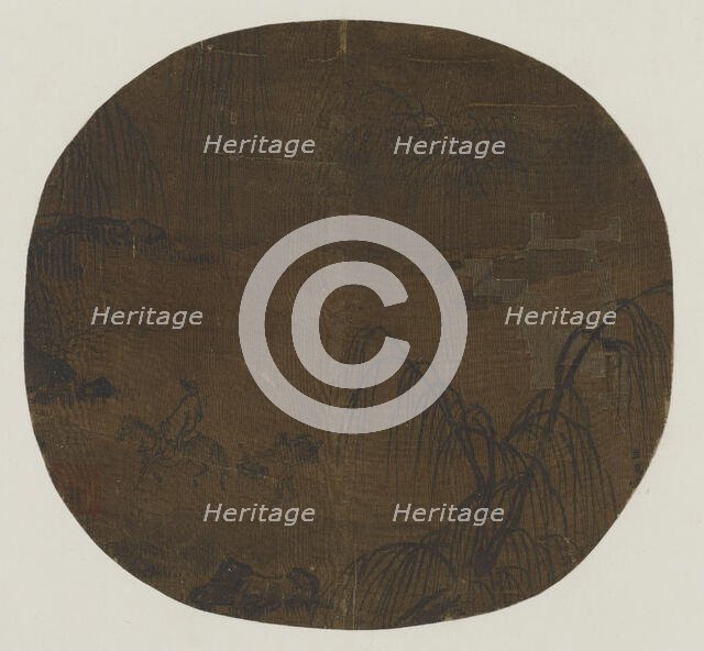 Travelers under willow trees, Yuan or Ming dynasty, 1279-1644. Creator: Unknown.