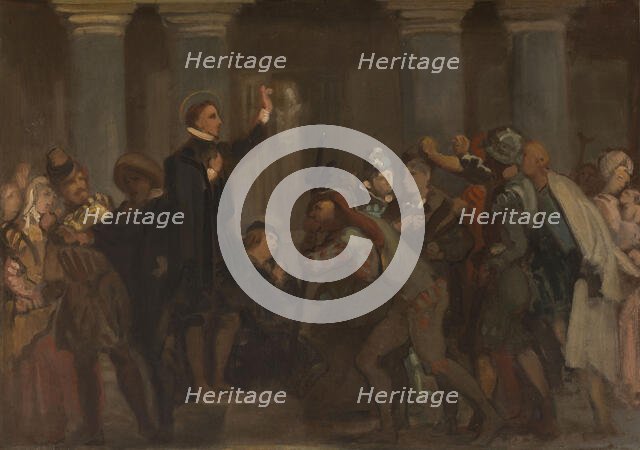 Sketch for the church of Saint-Séverin: the childhood of Saint Francis de Sales..., c.1852. Creator: Victor-Louis Mottez.