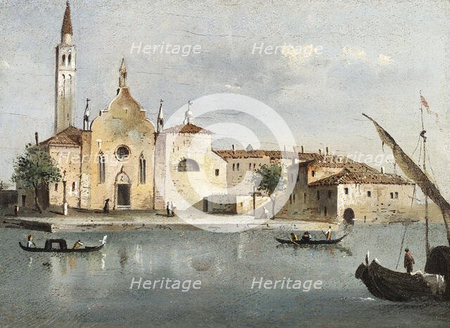 View of the island of Santa Maria delle Grazie. Creators: Francesco Guardi, Giacomo Guardi.