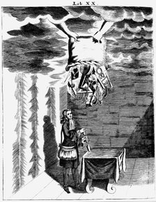 Conjuror performing tricks, 1715. Artist: Unknown