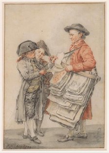 The print seller, 1784. Creator: Jacobus Perkois.