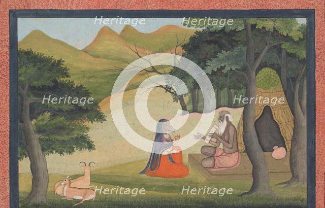 Queen Choladevi Before the Hermit-Sage Angiras... from a Dispersed Vrataraja..., ca. 1790. Creator: Unknown.