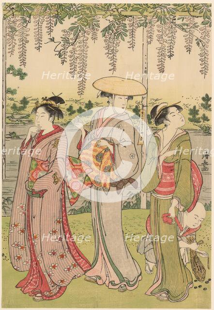 Admiring the wisteria at Kameido Shrine, c. 1786. Creator: Torii Kiyonaga.