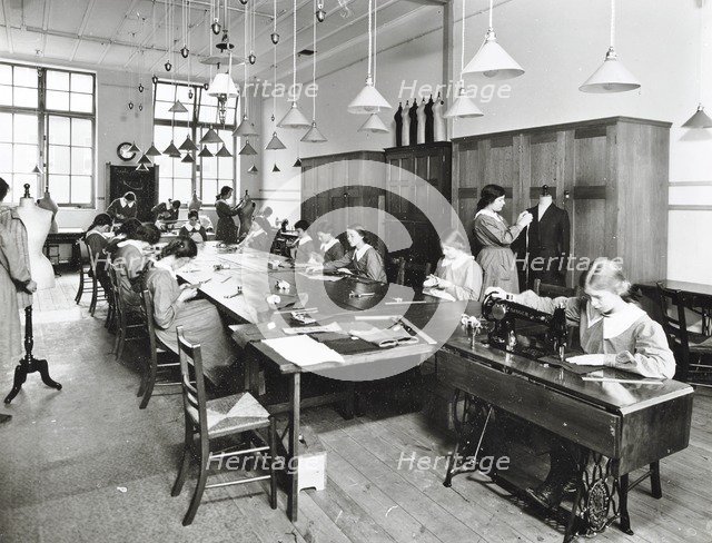 Tailoring class, Barrett Street Trade School for Girls, London, 1915. Artist: Unknown.