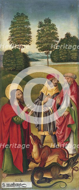 The Miracle of Saint Matthew taming the Dragons, 1478. Artist: Mälesskircher, Gabriel (ca. 1425-1495)
