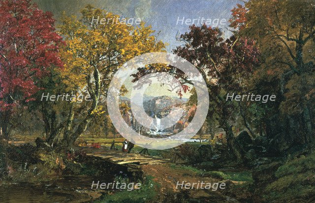 'Couple on a Bridge', 1876 Artist: Jasper Francis Cropsey
