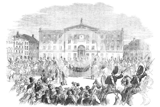 The Scots Greys leaving Nottingham for the War in the East, 1854. Creator: Unknown.