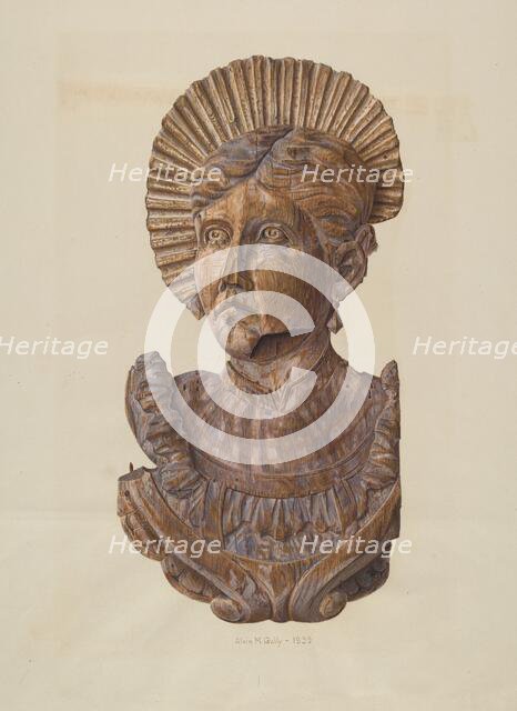 Head from Circus Wagon, 1939. Creator: Alvin M Gully.