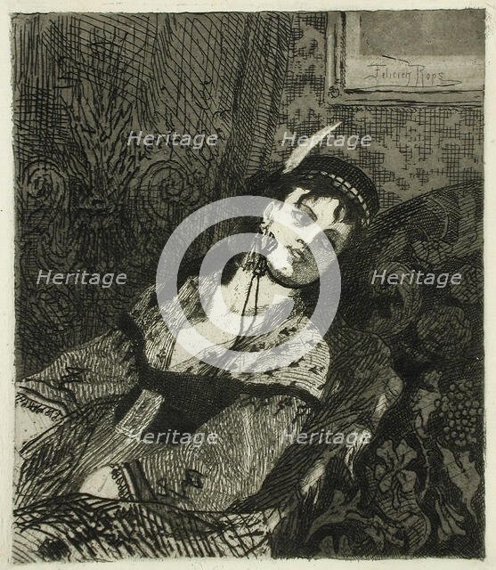 La Femme à la toque écossaise, 1865. Creator: Félicien Rops.