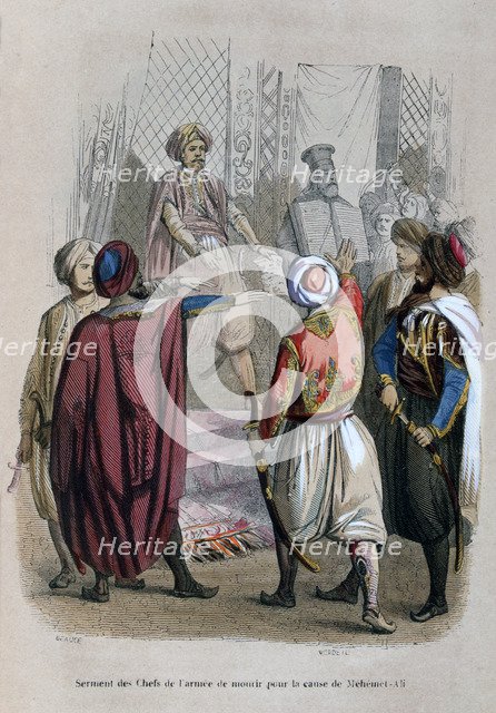 'Oath of the Commanders of the Army to Die for the Cause of Mehmet Ali', Egypt, 1805 (1847). Artist: Jean Adolphe Beauce