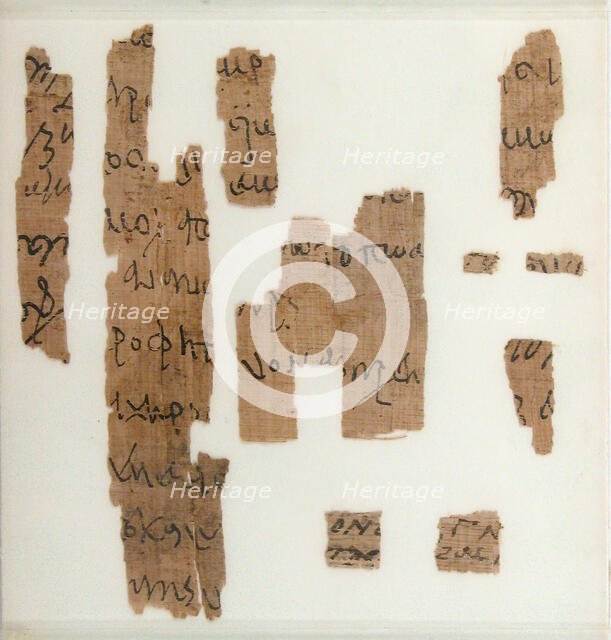 Papyrus Fragments of a Legal Document, Coptic, 580-640. Creator: Unknown.