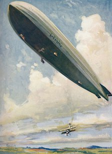 'Launching an Aeroplane from an Airship in Mid-Air', 1927. Artist: Unknown.