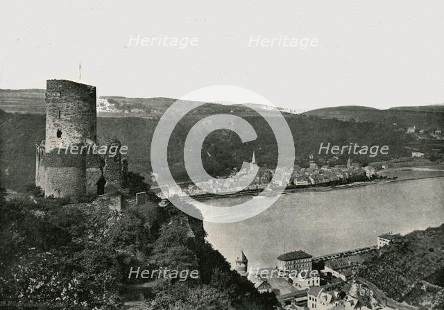 The Katz overlooking the Rhine, St Goarshausen, Germany, 1895.  Creator: Francis Frith & Co.