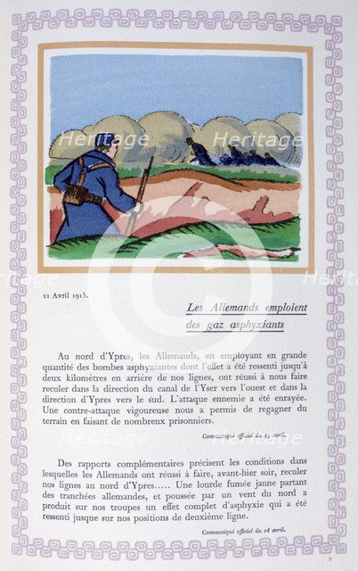 The Germans use chlorine gas, Ypres, 22nd April 1915, (1919). Artist: Andre Helle