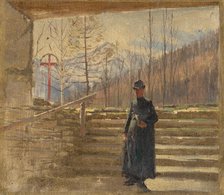 Study of Walking Priest, 1880-1900. Creator: Ladislav Mednyanszky.