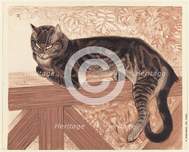 Summer: Cat on a Balustrade, 1909. Creator: Theophile Alexandre Steinlen.