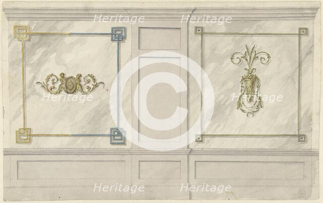 Design for room decorations with two panels with ornaments, 1767-1823. Creator: Abraham Meertens.