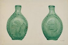 Green Glass Flask, c. 1940. Creator: V. L. Vance.