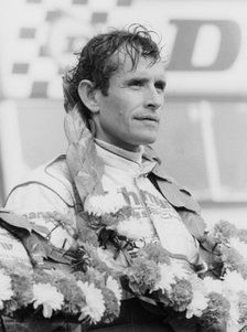 Jacky Ickx after winning the Silverstone 1000km, 1985. Artist: Unknown