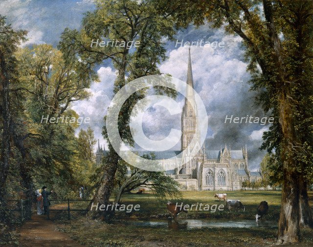 'View of Salisbury Cathedral from the Bishop's Grounds', Wiltshire, c1822. Artist: John Constable