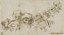 Sketches of Male Heads (recto), n.d. Creator: Giovanni Battista Tiepolo.