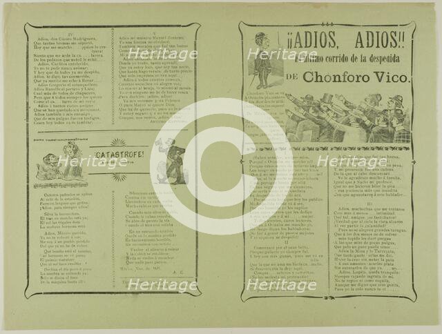 ¡Adiós, adiós! El último corrido de la despedida de Chonforo Vico (Goodbye, Goodbye!..., n.d. Creator: José Guadalupe Posada.