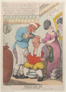 Macassar Oil, An Oily Puff for Soft Heads, March 15, 1814., March 15, 1814. Creator: Thomas Rowlandson.