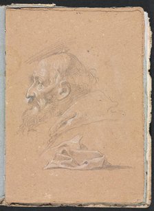 Verona Sketchbook: Monk in profile with drapery (page 87), 1760. Creator: Francesco Lorenzi (Italian, 1723-1787).