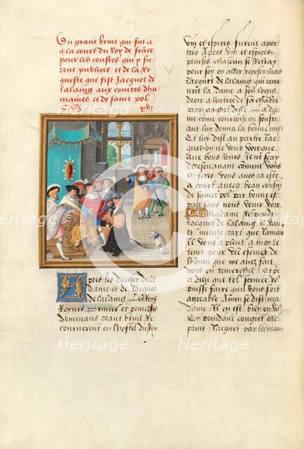 Jacques de Lalaing Kneeling before the Counts of Maine and Saint Pol, about 1530. Creator: Master of the Getty Lalaing.