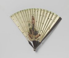 Folding paper fan on a frame of unadorned wood,  c.1800-c.1810. Creator: Anon.