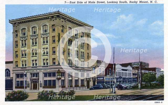 East side of Main Street, looking south, Rocky Mount, North Carolina, USA, 1940. Artist: Unknown