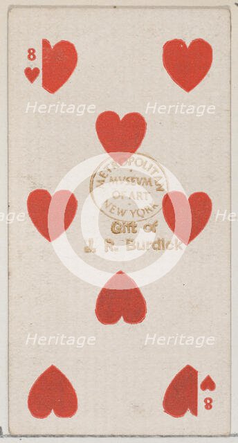 Eight Hearts (red), from the Playing Cards series (N84) for Duke brand cigarettes, 1888., 1888. Creator: Unknown.