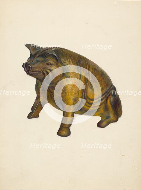 Toy bank: Pig, c. 1939. Creator: Walter Hochstrasser.