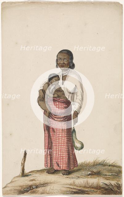 Malay woman with infant and eggplant, c.1675-c.1725. Creator: Anon.