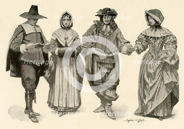 'Clothing during the time of 1620-1670', 1903, (1937). Creator: Sophie B Steel.