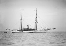 The American steam yacht 'Wild Duck' at anchor, 1911. Creator: Kirk & Sons of Cowes.