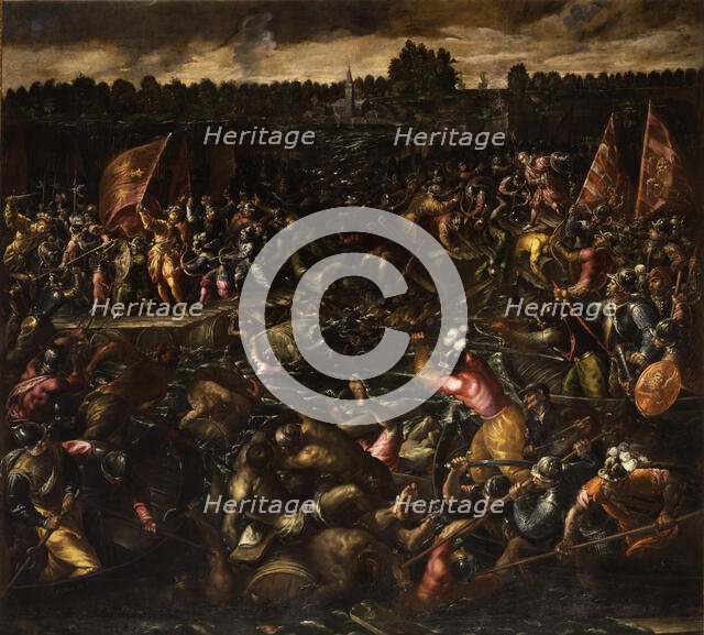 King Pippin's Army Trying to Reach Venice, End of 16th cen. Creator: Vicentino, Andrea (c. 1542-1617).