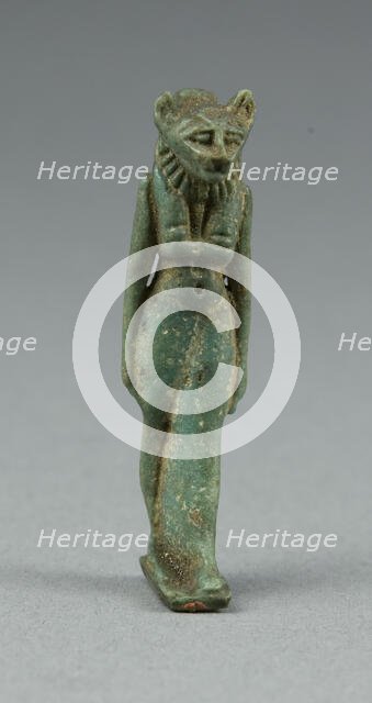Amulet of a Lion-headed Walking Goddess, possibly Bastet, Egypt, Third Intermediate Period... Creator: Unknown.