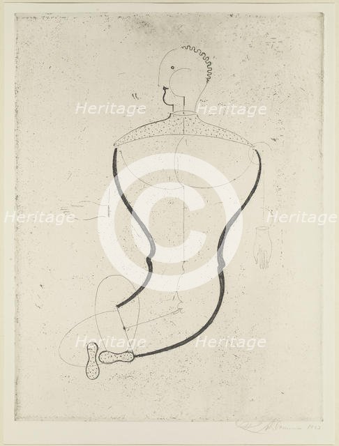 Abstract figure to the left, 1923. Creator: Schlemmer, Oskar (1888-1943).