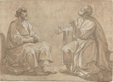 Two Seated Saints, 17th century. Creator: Unknown.