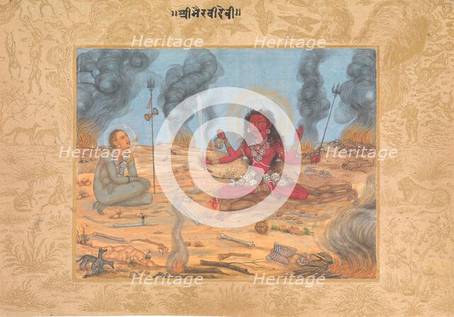 The Goddess Bhairavi Devi with Shiva, ca. 1630-35. Creator: Attributed to Payag.