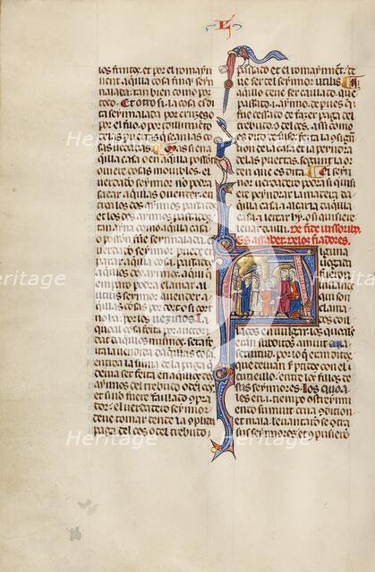 Initial A: Three Children Led before their Parents while a Fourth Child Threaten..., about 1290-1310 Creator: Unknown.