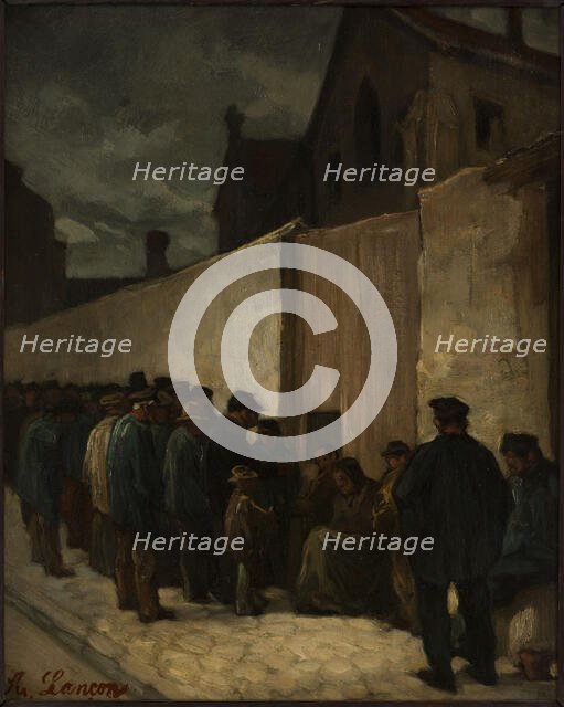 The Poor at the corner of rue de la Sante, in 1869. Creator: Auguste-Andre Lancon.