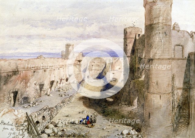 'Harlech Castle from the ramparts', 1850. Artist: Sir John Gilbert