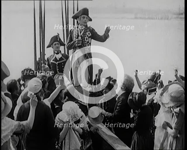 Scene from the Feature Film 'Nelson': Crowds of Actors in Period Costume Lining the..., 1920s. Creator: British Pathe Ltd.
