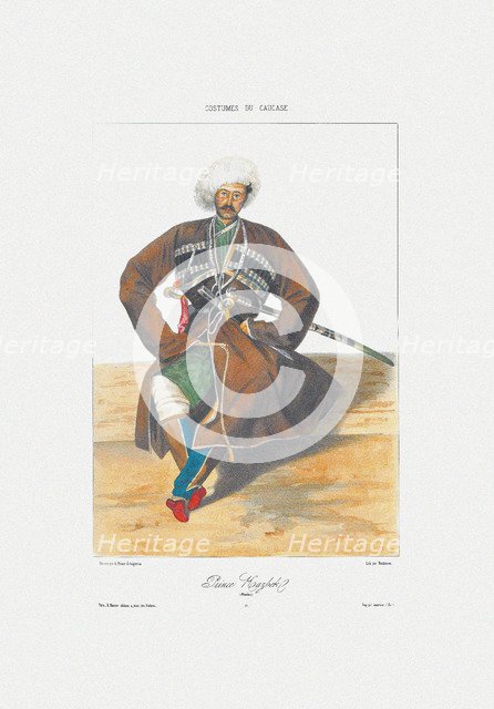 Prince Kazbek of Ossetia (From: Scenes, paysages, meurs et costumes du Caucase), 1840. Artist: Gagarin, Grigori Grigorievich (1810-1893)