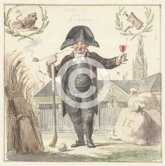 Grain trader Johan Eymer in front of the Corn Exchange in Amsterdam, 1774-1833. Creator: Jacob Smies.