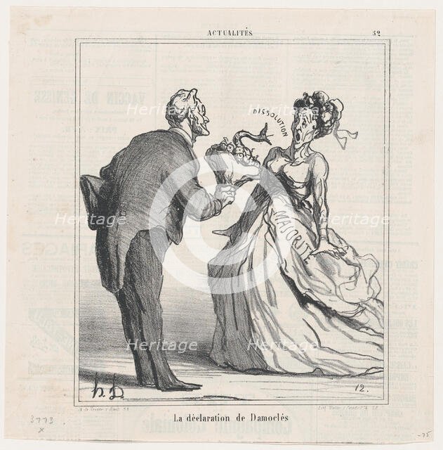 La declaration de Damoclés, 1870. Creator: Honore Daumier.